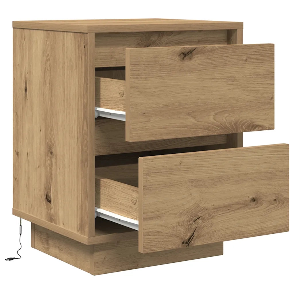 Comodini con Luci a LED 2 pz Rovere Artigianale 38x34x50 cm 861300
