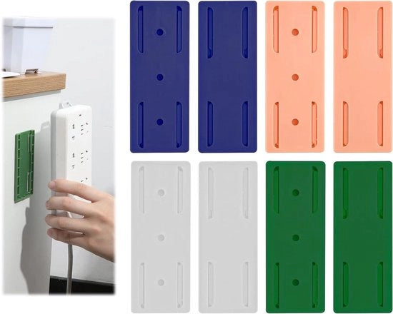 Supporto per Presa di Corrente 8 pezzi, Socket Beugel Self-adesivo, Gestione Cavi, Protezione Antioversatura Gratuito, Supporto per Router WiFi e Box per Tovaglioli