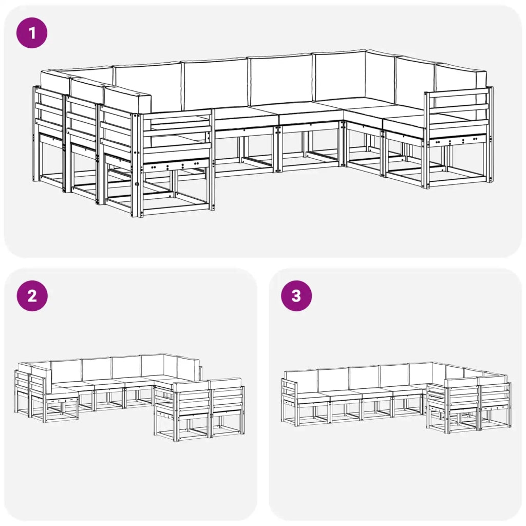 Set di divani da esterno con cuscino 9 pcs Bianco e Antracite 3388206