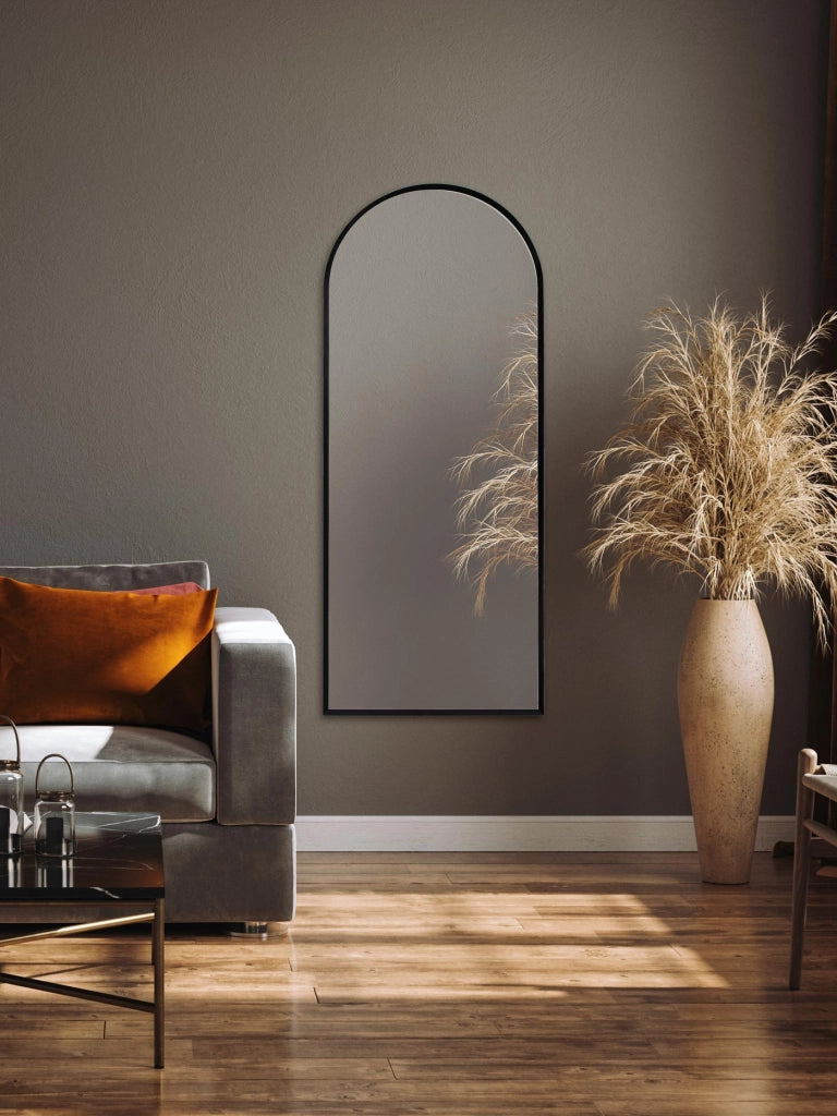 Specchio Hispanohogar arco in alluminio nero 100x40x5