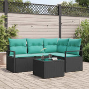 Set di divani con cuscino 5 pcs Nero polyrattan 3346376