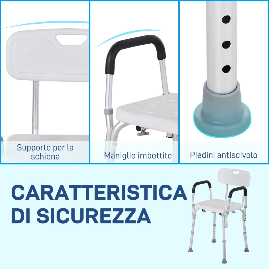 Sedia da Doccia in Alluminio ¨C Minimal ¨C Bianco 51.5x51.5x71-84cm