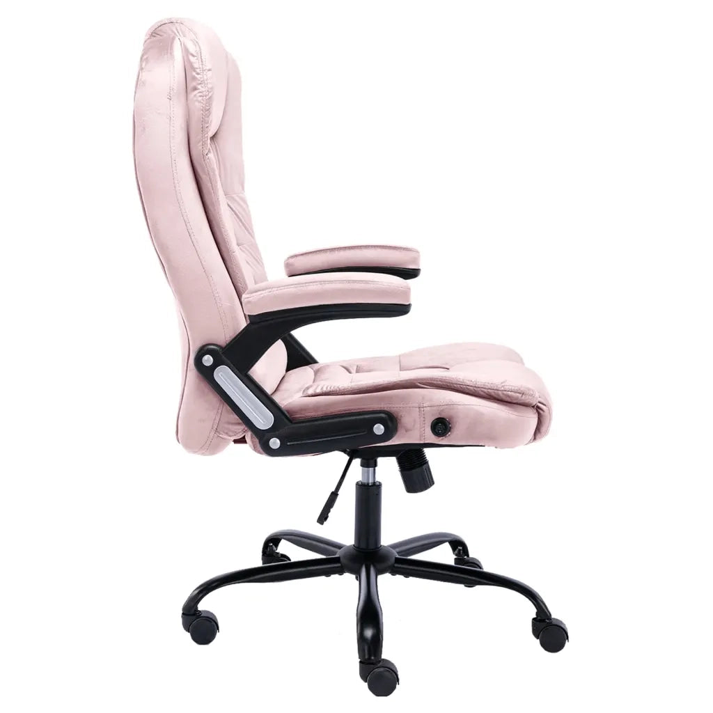 Sedia da Ufficio | Sedia da Gaming Rosa in Velluto