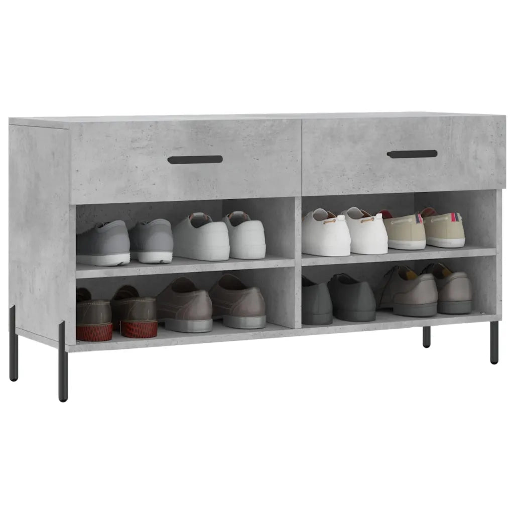 Panca Porta Scarpe-Sgabello-Panca Scarpiera Grigio Cemento 102x35x55cm Legno Multistrato 133236