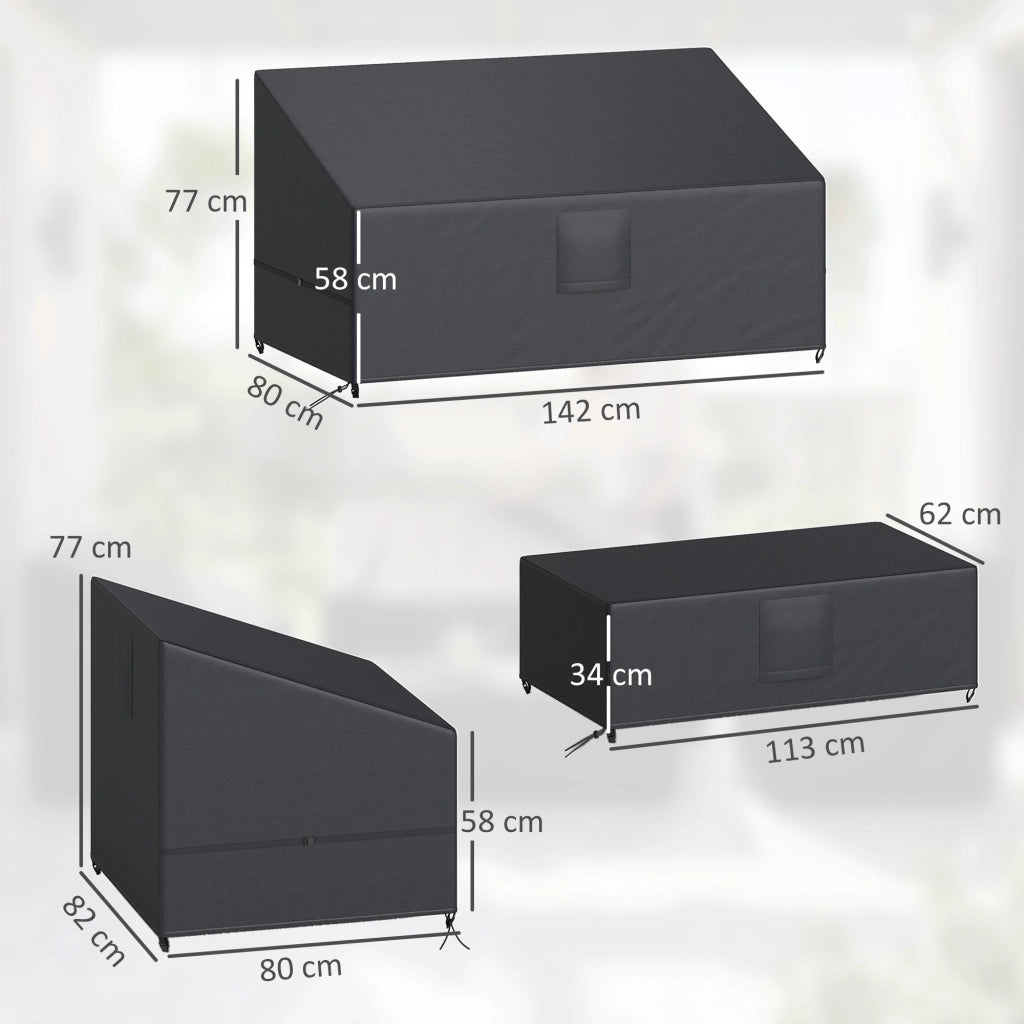 Coperture per Mobili da Giardino 4 Pezzi Impermeabili ¨C Minimal ¨C Nero