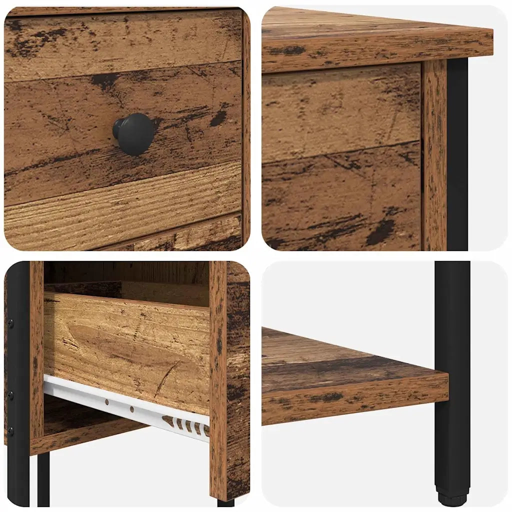 Set di 2 Comodini | Armadio da Notte | Mobiletto da notte Legno vecchio 32 x 42 x 70 cm