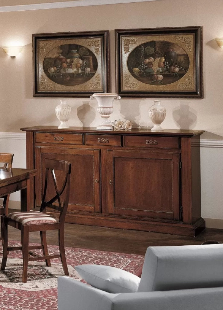 Madia credenza arte povera 2 porte in legno tinta noce  l.196 p.50 h.104 - Mobili 2G