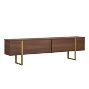 Porta TV in legno "Onera" - 180 x 30 x 50 cm - Noce / Oro