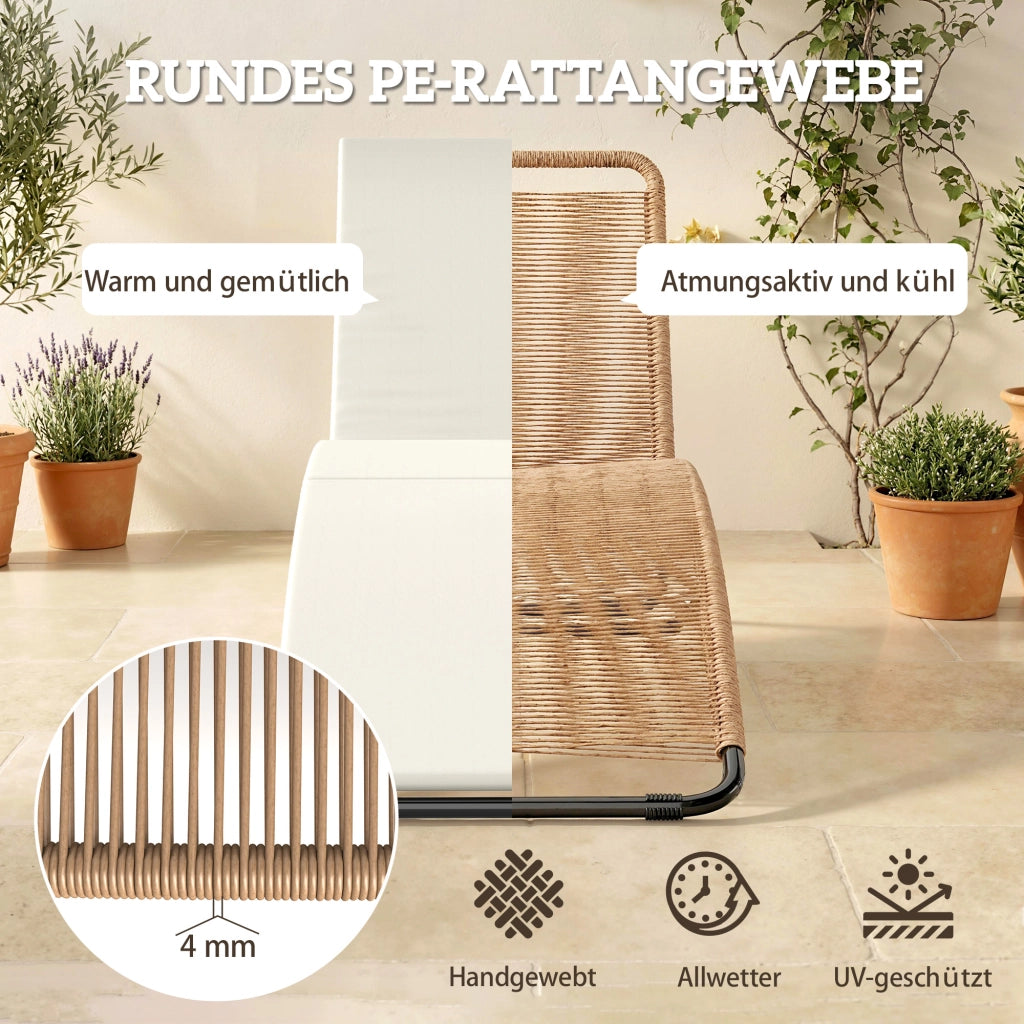 Lettino da giardino in polyrattan a forma di S con cuscino ¨C Minimal ¨C Grigio
