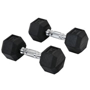 Manubri esagonali, set da 2, 2 x 6 kg, in ghisa con rivestimento in gomma, neri