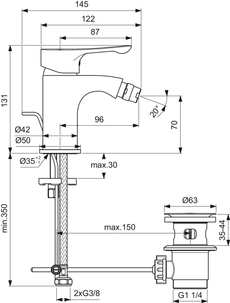 Monocomando Bidet Alpha Cromo Ideal Standard