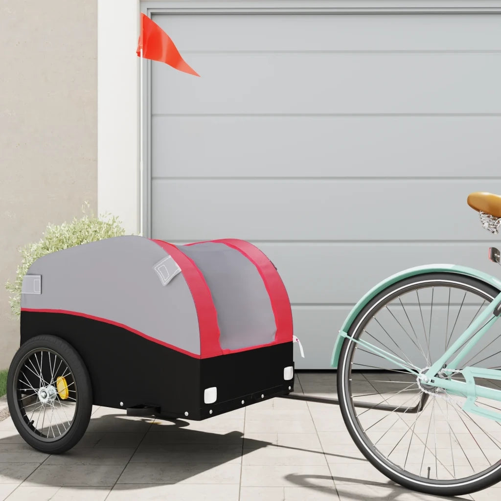 Rimorchio da Bici Nero e Rosso 45 kg in Ferro 94125