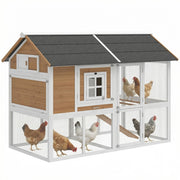 Pollaietto per 4 Galline con Nido e Vassoio Estraibile ¨C Minimal ¨C Legno Marrone 200x104x145cm