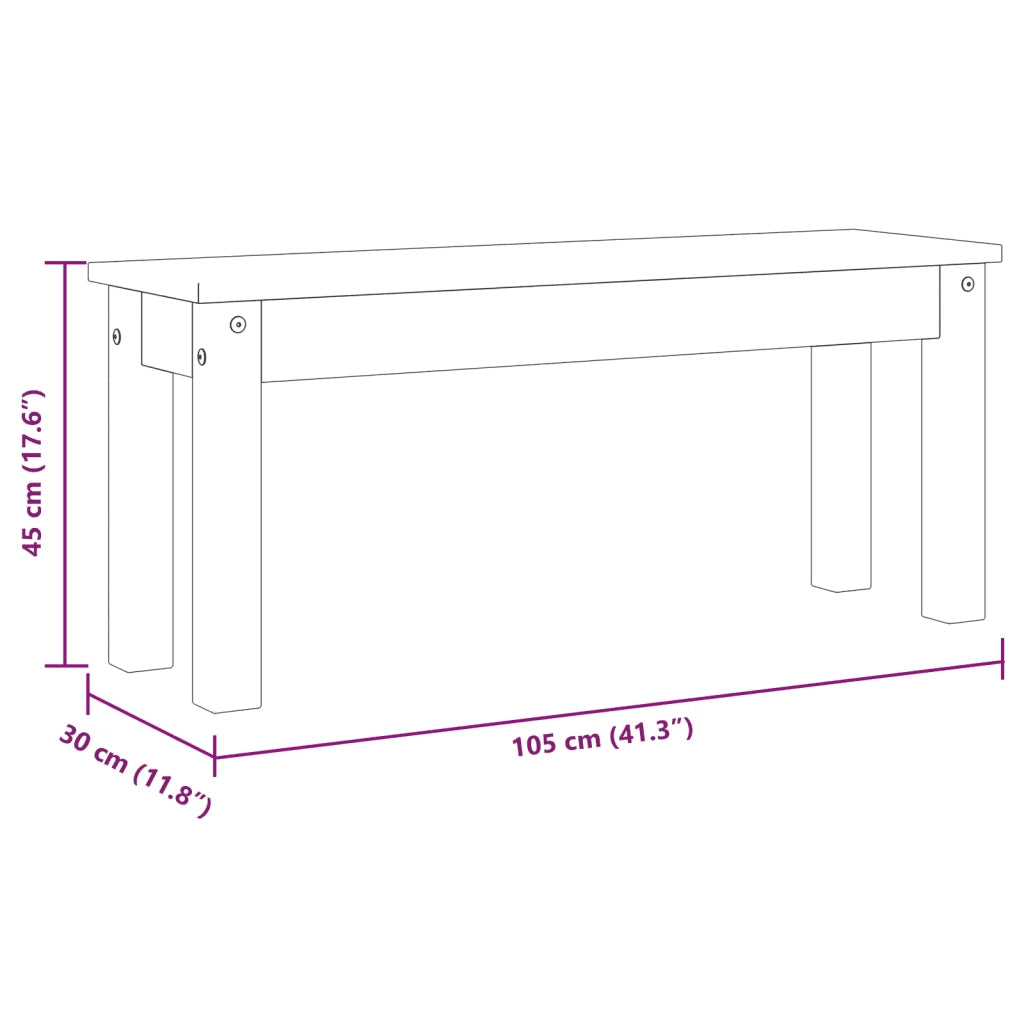 Panca da Pranzo PANAMA 105x30x45 cm in Legno Massello di Pino CFW5050540