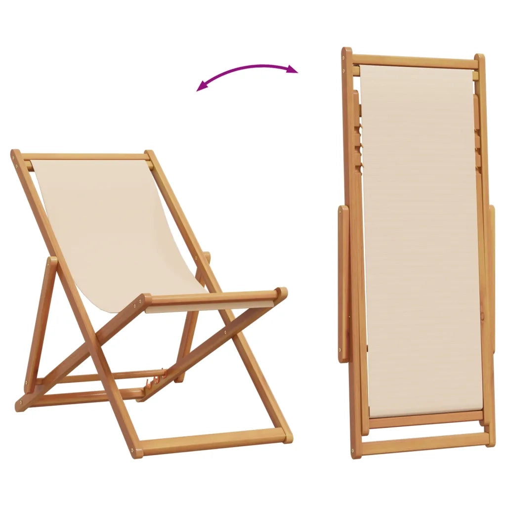 Sedie da Spiaggia Pieghevoli 2 pz | Sedie da Esterno Beige in Tessuto e Legno