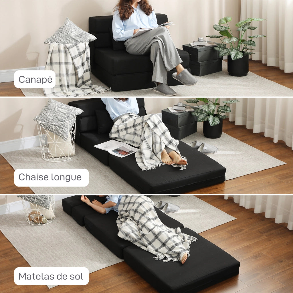 Poltrona letto pieghevole 1 posto ¨C zephmum ¨C nero