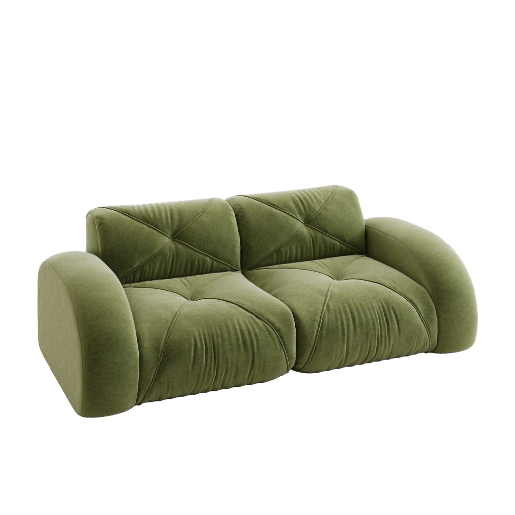 Divano Modulare 2 Posti in Tessuto Chenille ¨C Xylo ¨C Verde, Senza Montaggio