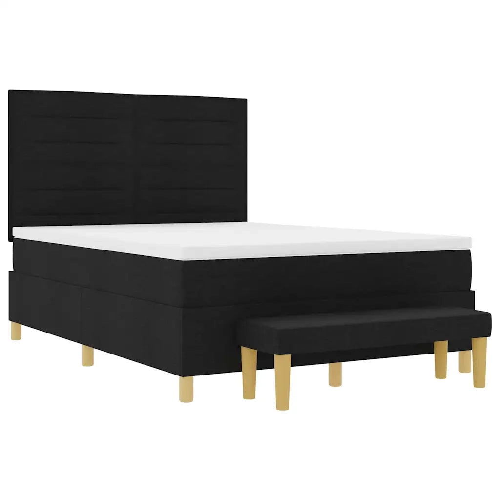 Letto a molle con materasso Nero 160 x 200 cm Tessuto