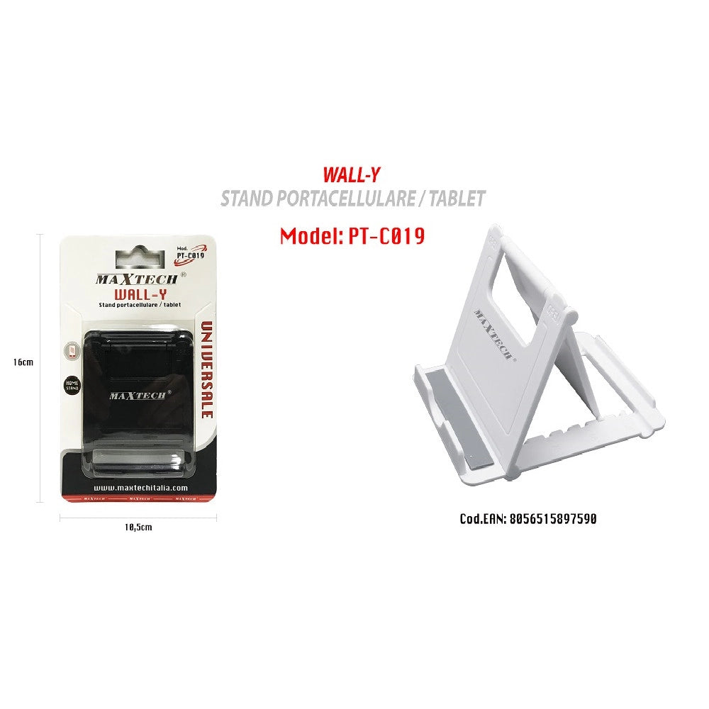 Trade Shop - Portacellulare Stand Cellulari Tablet Supporto Universale Tavolo Maxtech Pt-c019 -
