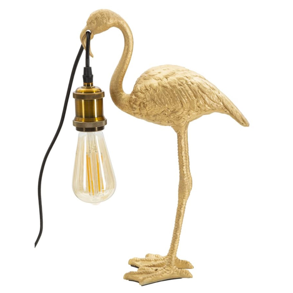 Lampada da tavolo Flamingo piccola in resina dorata