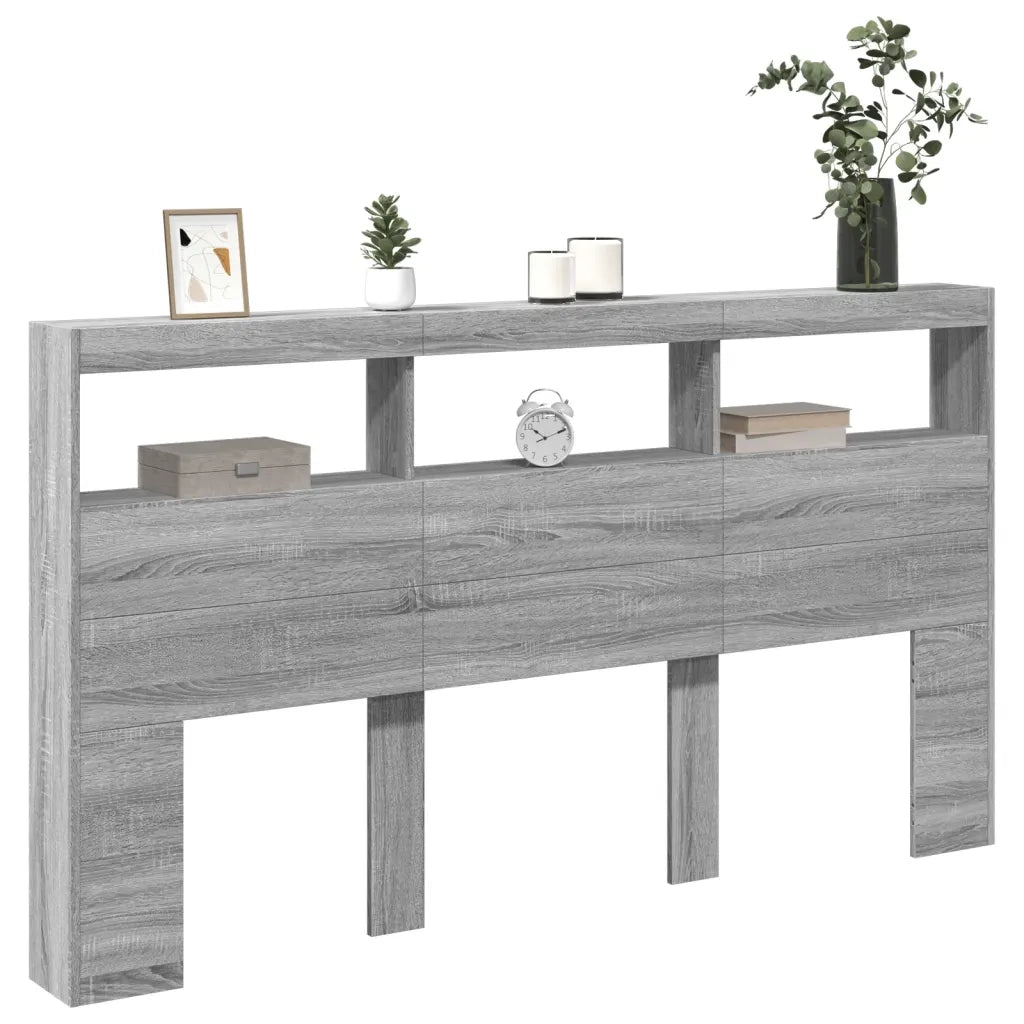 Testiera | Testata con Contenitore a LED Grigio Sonoma 180x17x102 cm