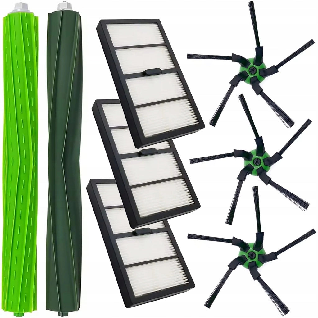 Set di Ricambio per iRobot Roomba S9 S9+ – 2 Spazzole in Gomma, 3 Filtri HEPA, 3 Spazzole Laterali