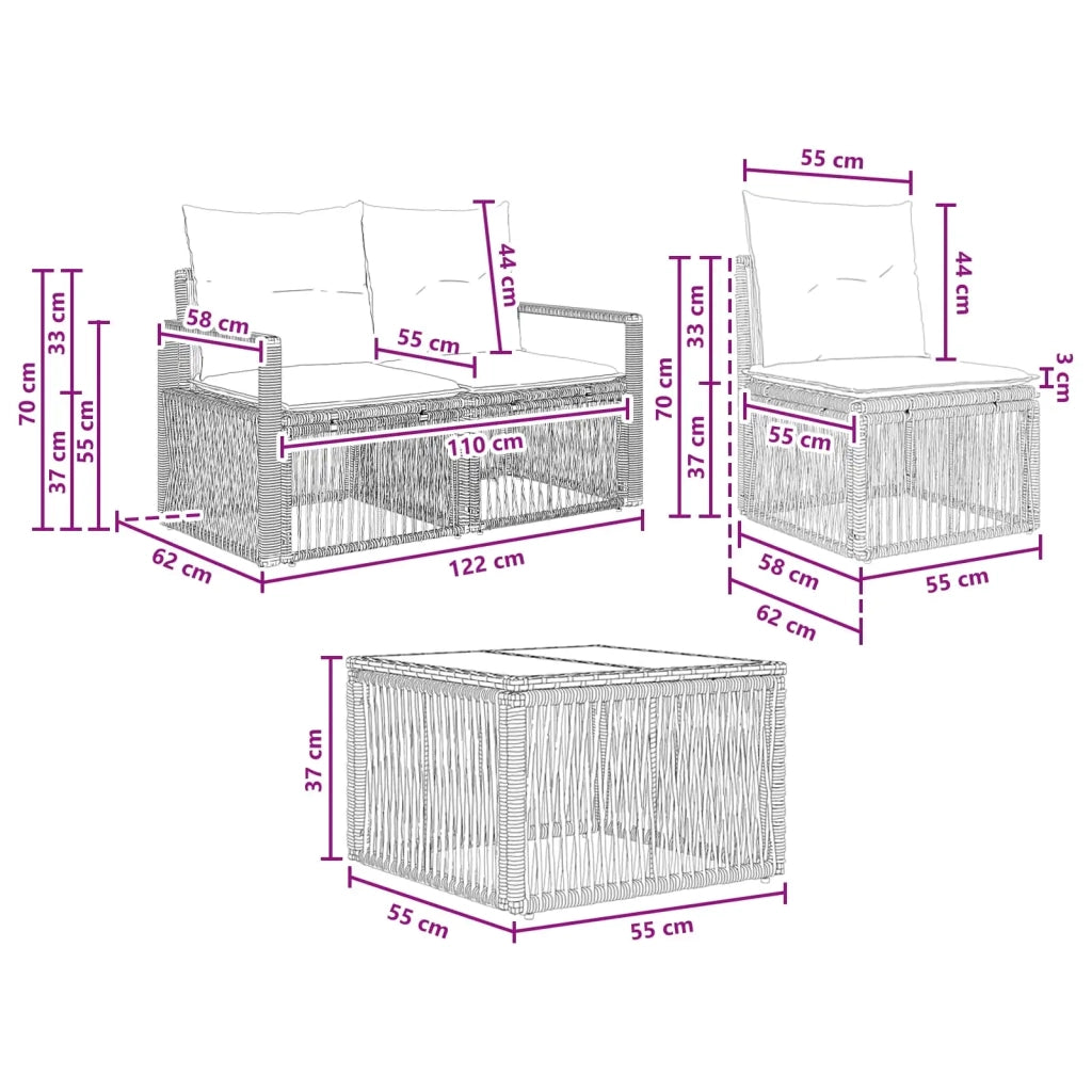 Set Divano da Giardino 7 pz Grigio polyrattan 3435644