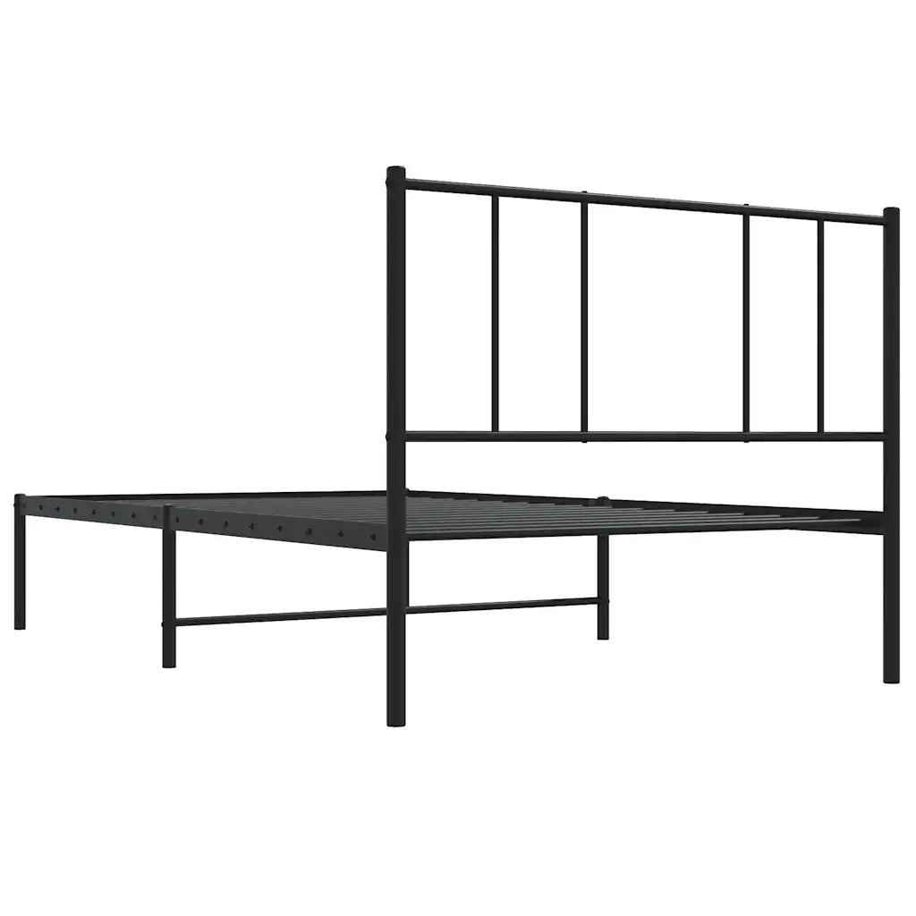 Giroletto con Testiera-Struttura Letto con testiera in Metallo Nero 100x190 cm 373106