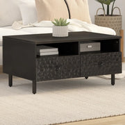 Tavolino da Salotto-Tavolino da soggiorno-Tavolo Nero 80x54x40 cm in Legno Massello di Mango 363450