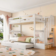 Letto a Castello con Scaletta e Letto Estraibile ¨C Xylo ¨C Bianco 90x200