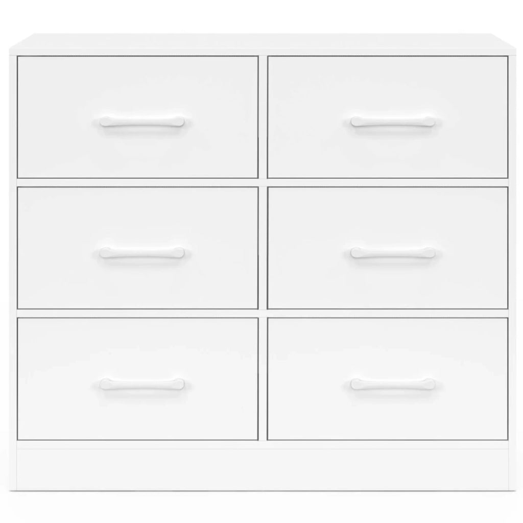 IDMarket - Cassettiera in tessuto a 6 cassetti UPPAH 80 cm in legno bianco
