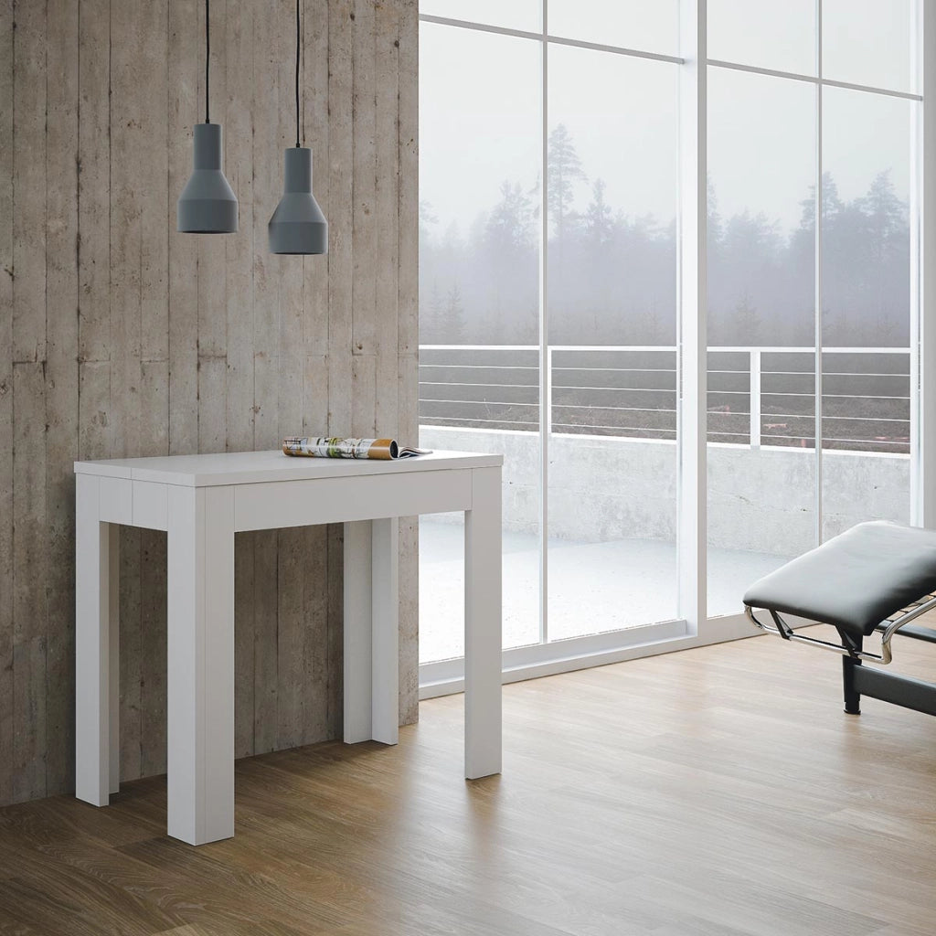 Consolle Allungabile in Legno H76,5x47x90/147cm 2 Allunghe Magix Larice Sbiancato Classica