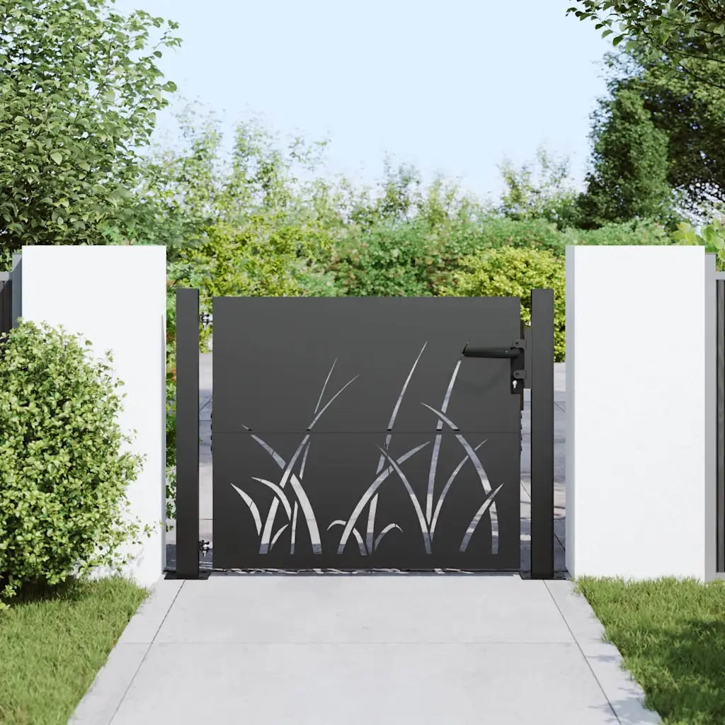 Cancello da giardino con blocco Nero 110 x 105 cm 42015889