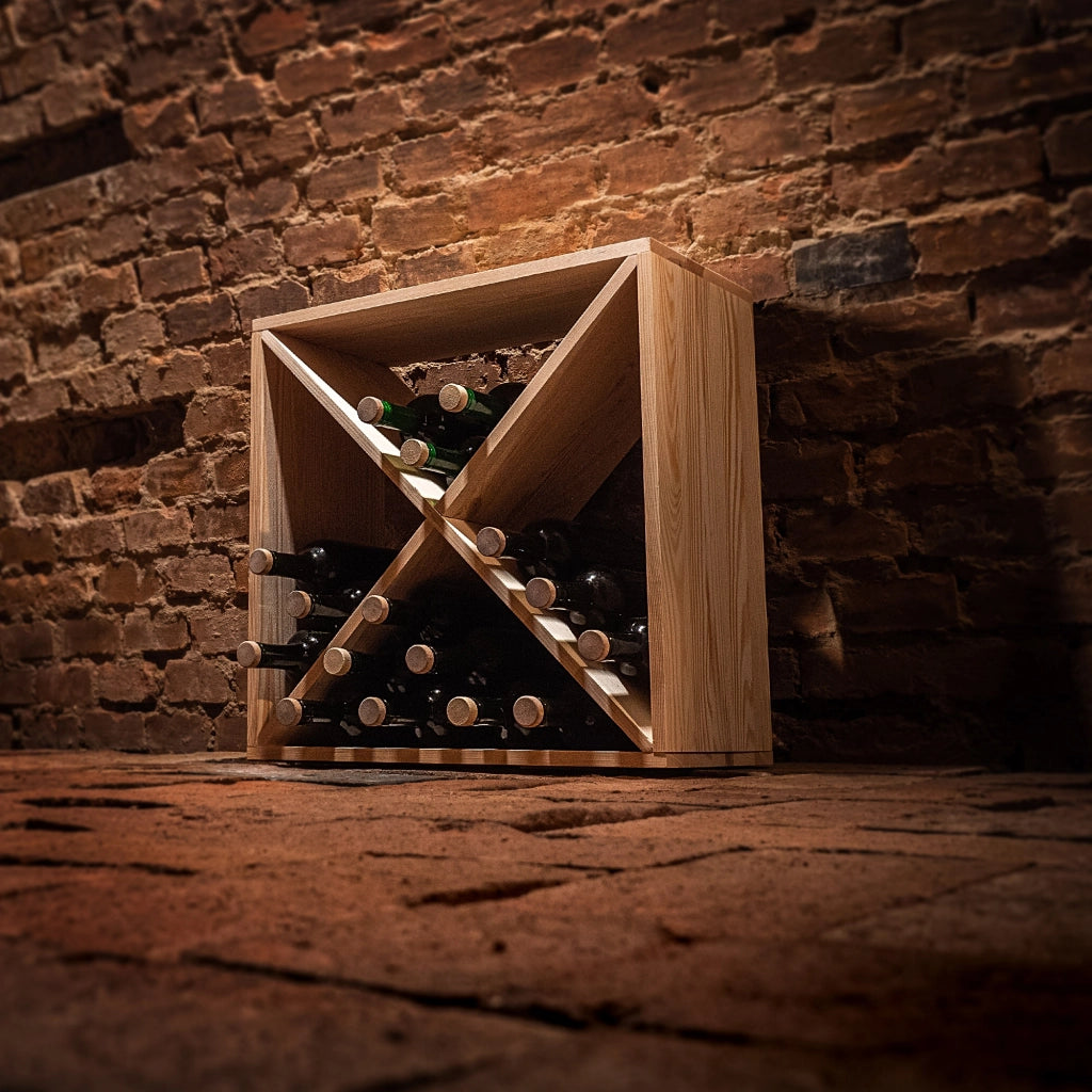 Portabottiglie in legno KADAX, capacità 24 bottiglie, mobiletto per alcolici, ripiano per soggiorno, 52 cm