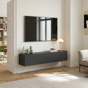 Mobile Pensile Evaton Porta TV da Parete 160 x 32 x 30 cm - Grigio Scuro Opaco [en.casa]
