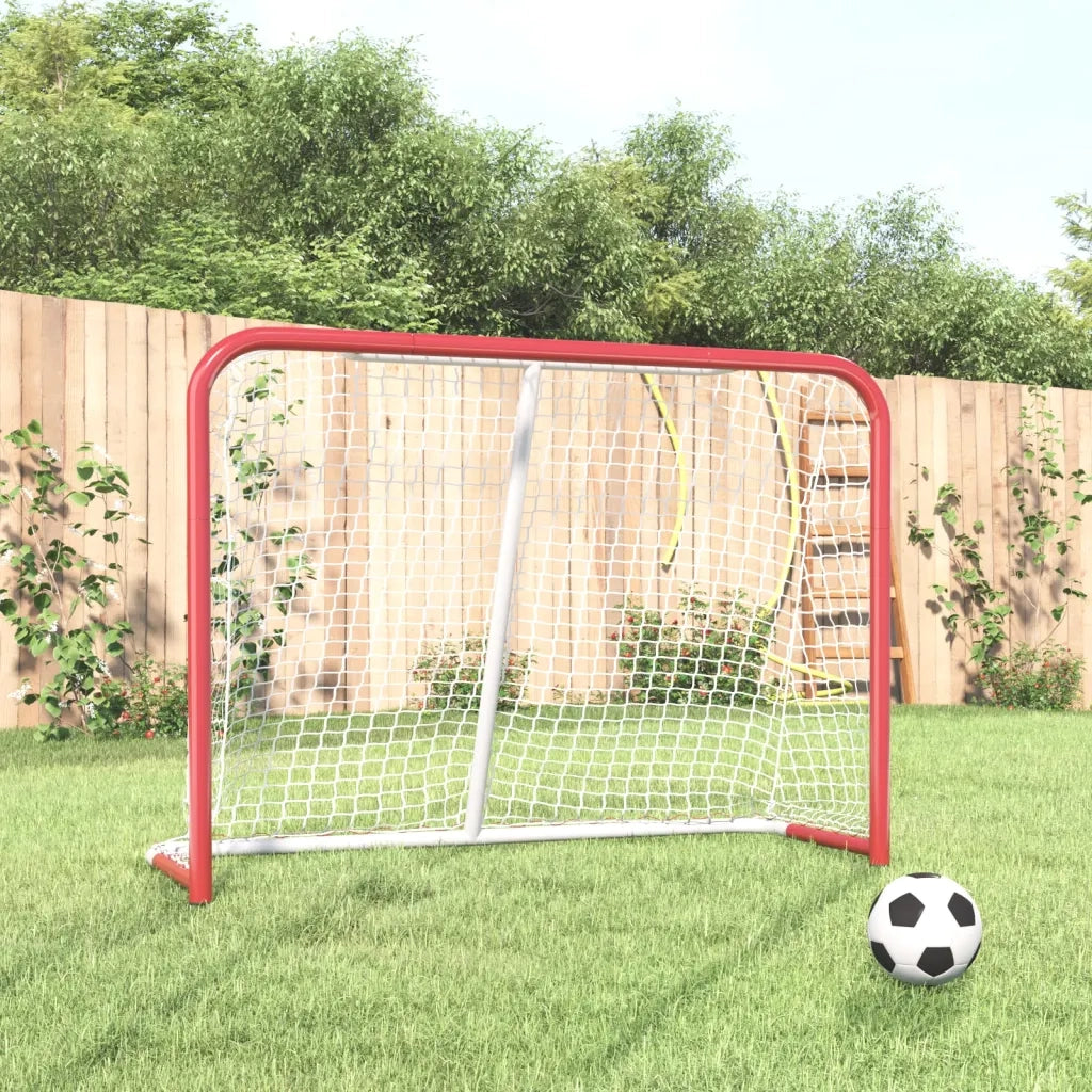 Porta Hockey Rete Rossa Bianca 153x60x118cm Acciaio Poliestere CFW9487273