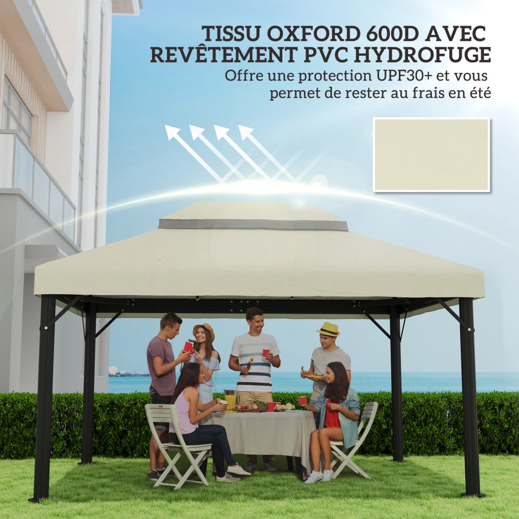Telo di ricambio per gazebo 4x3m a 2 livelli ¨C Xylo ¨C protezione UPF30+ crema