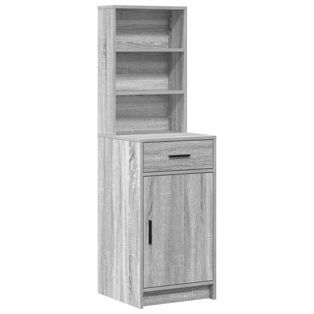 Set da Toeletta | Tavolo da Trucco con LED con porta 3 pz Grigio Sonoma