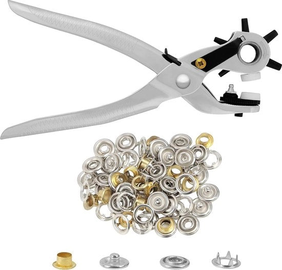 Gataperturbatore a rulli con 75 occhi – Riem perforatrice di alta qualità – Multiguida 39-55 mm – Riem di tessuto per orologi, cinture, canestre e scarpe – Accessorio per hobby e DIY