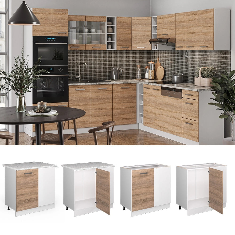 Mobile ad angolo cucina R-Line Sonoma/Bianco 86 cm, PL Antracite Vicco
