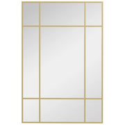 Specchio da parete stile industriale con cornice in metallo dorato e 4 ganci ¨C Xylo ¨C 90x60 cm