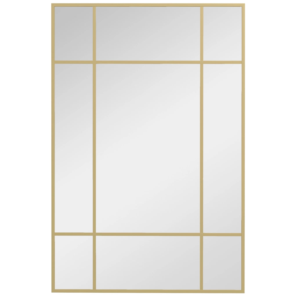 Specchio da parete stile industriale con cornice in metallo dorato e 4 ganci ¨C Xylo ¨C 90x60 cm