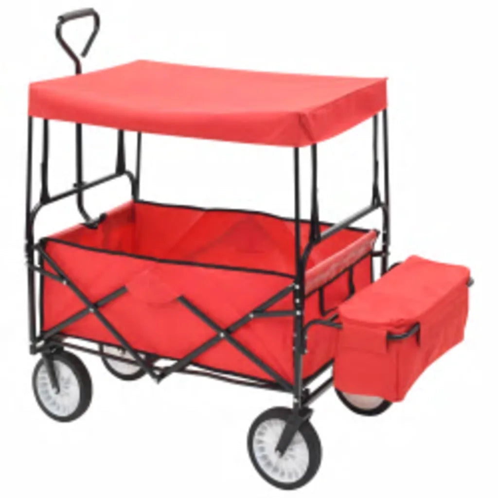 Carrello Pieghevole a Mano con Tettuccio in Acciaio Rosso CFW6307514