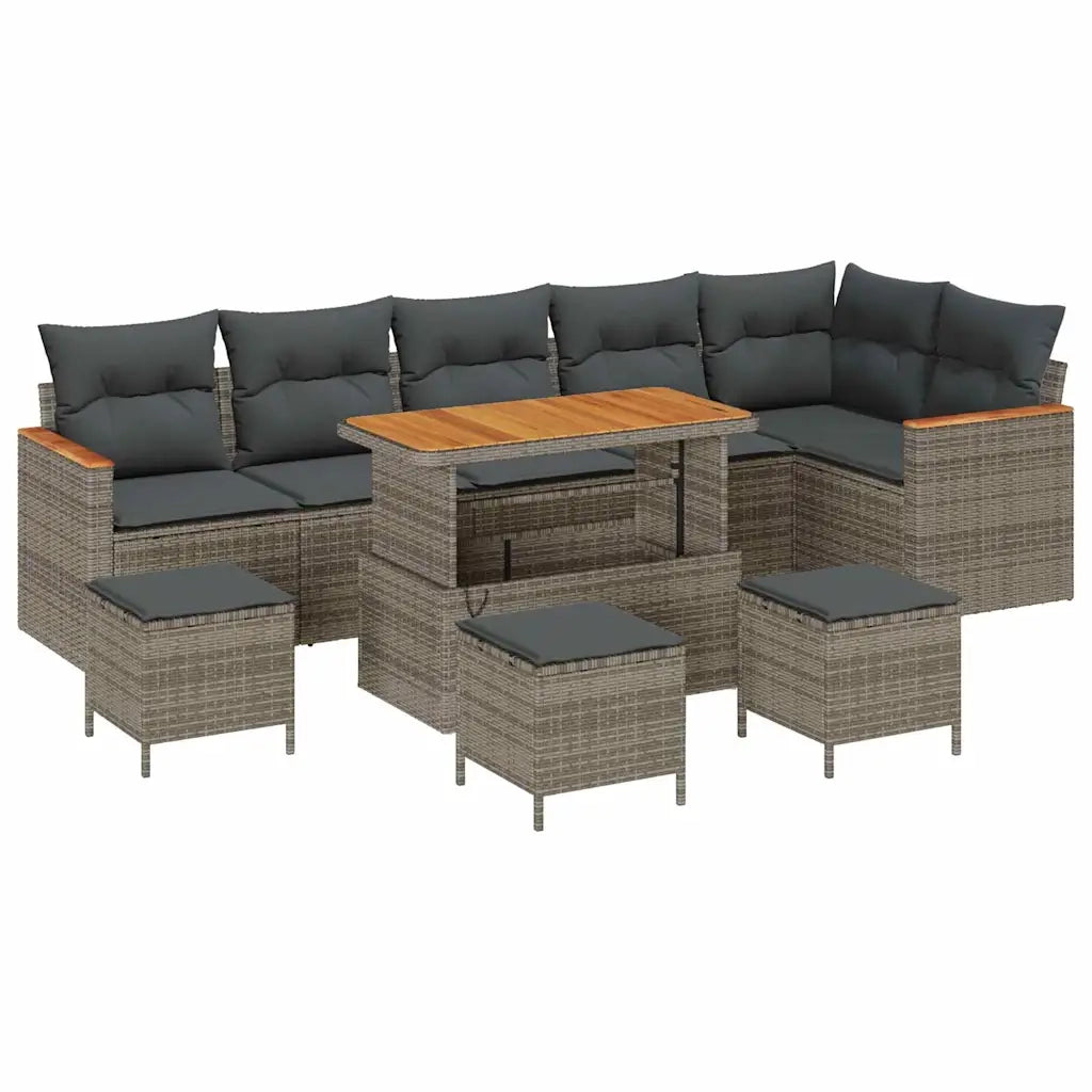 Set Divano da Giardino 10 pcs Grigio polyrattan