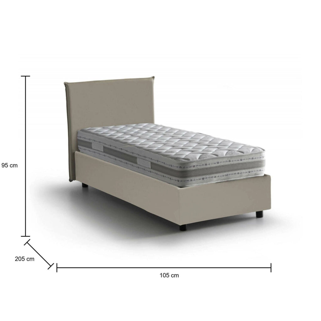 Bernarda, Letto Singolo Materasso Incluso Made in Italy, Grigio Tortora