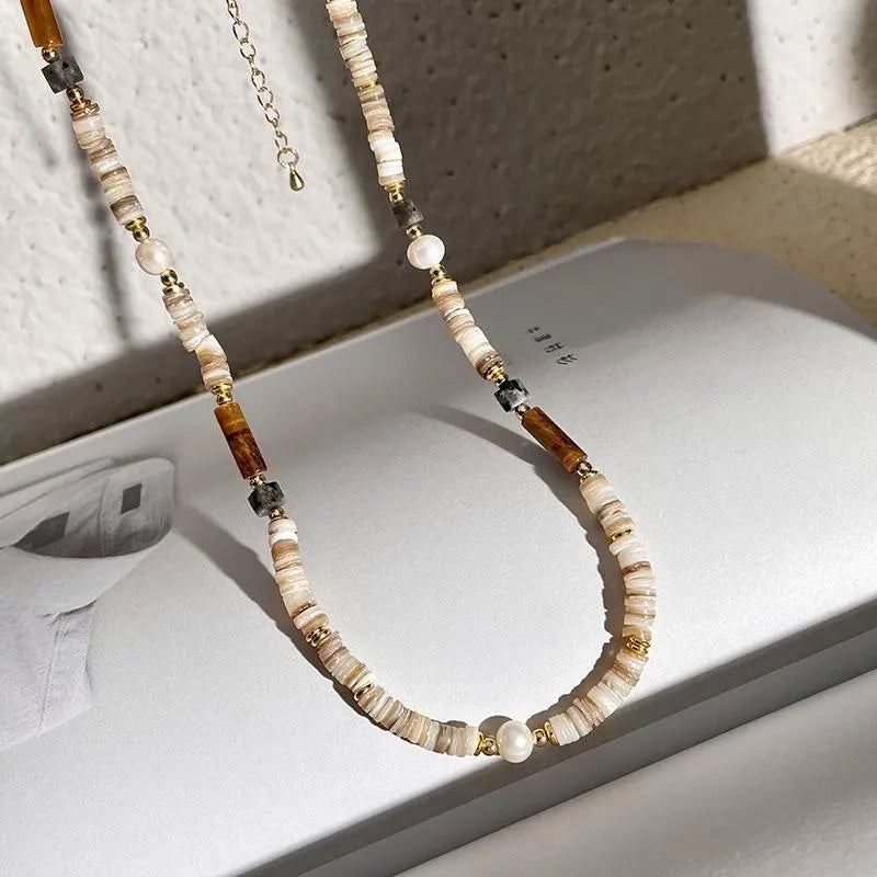 Collana vintage fatta a mano con perline di pietra naturale, regalo di Natale per donna, regalo di compleanno