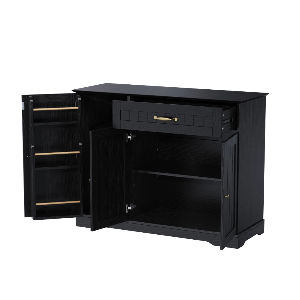 Credenza con 3 Ante e Cassetto ¨C MINIMAL ¨C Nero