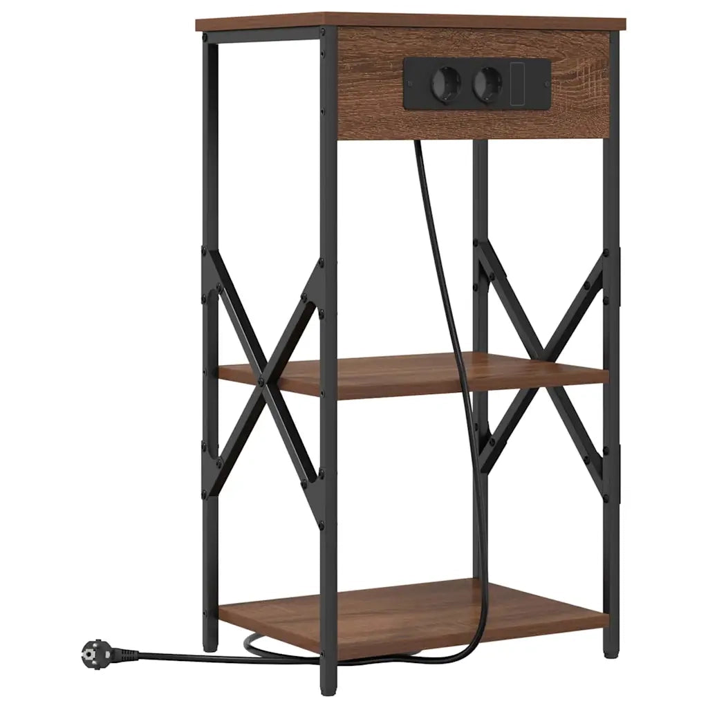 Comodino | Armadio da Notte | Mobiletto da notte con lo scaffale Rovere Marrone 41 x 31 x 76 cm
