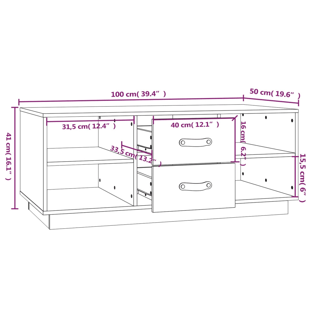 Tavolino da Salotto Grigio 100x50x41 cm Legno Massello di Pino 818272