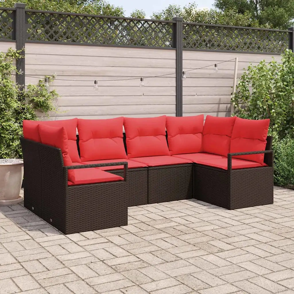Set di divani con cuscino 6 pcs Marrone Rattan in Polipropilene 3346524